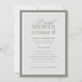 クラシック ラックス | エレガントなサテン グリーンのブライダル シャワー 招待状 (正面)