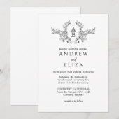 クラシック ラックス ブラック＆ホワイト モノグラム 招待状 (正面/裏面)