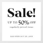 クラシック リテール ブラック アンド ホワイト セール サイン ウィンドウサイン (シート)