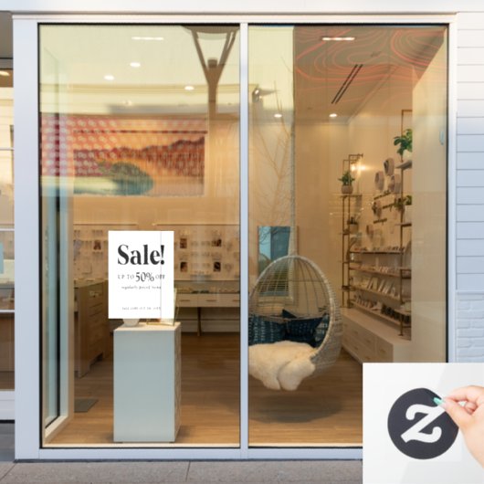 クラシック リテール ブラック アンド ホワイト セール サイン ウィンドウサイン (店舗窓)