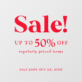 クラシック リテール 赤いセール サイン ウィンドウサイン (シート)