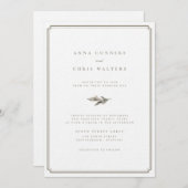 クラシック リーフ ゴールド フレーム ウェディング 招待状 (正面/裏面)