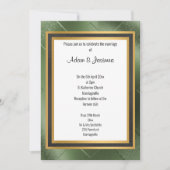 クラシック レガル グリーン ブラック ゴールド レイヤー ウェディング 招待状 (正面)