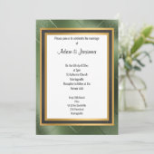 クラシック レガル グリーン ブラック ゴールド レイヤー ウェディング 招待状 (スタンド正面)