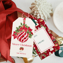 クラシック レッド オーナメント クリスマス ホリデー ギフトタグ