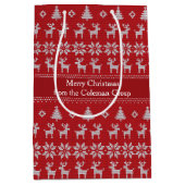 クラシック レッド クリスマス リンデブカスタムパーティー ミディアムペーパーバッグ (正面)