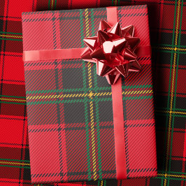 クラシック レッド＆グリーン クリスマス タータンチェック ラッピングペーパー