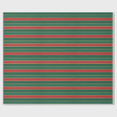 クラシック レッド&グリーン クリスマス レトロ ラッピングペーパー (フラット)