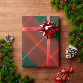 クラシック レッド&グリーン プライド ターターンチャクリスマス ラッピングペーパー