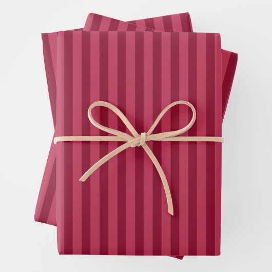 クラシック レッド ストライプ クリスマス ラッピングペーパーシート (インサイチュ)