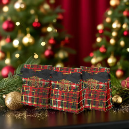 クラシック レッド タータン "メリークリスマス" ギフトボックス フェイバーボックス