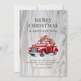 クラシック レッド トラック クリスマス プレゼント ラスティック ウッド