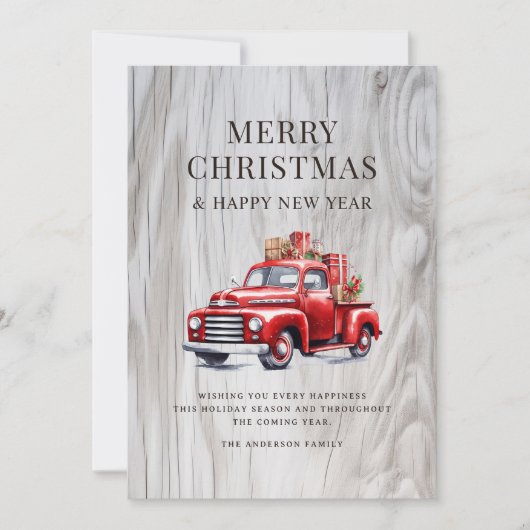 クラシック レッド トラック クリスマス プレゼント ラスティック ウッド (正面)