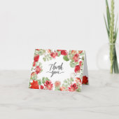 クラシック レッド フラワーズ サンキューカード (正面)