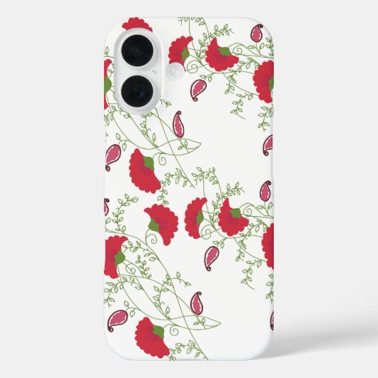 クラシック レッド フラワー＆ペイズリー柄 iPhoneケース Case-Mate iPhoneケース (裏面)