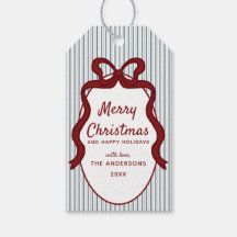 クラシック レッド ブルー ストライプ リボン フレーム クリスマス