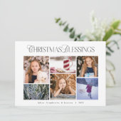 クラシック レッド プラッド クリスマスの祝福 写真カード シーズンカード (スタンド正面)