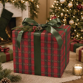 クラシック レッド プラッド クリスマス ギフト包装紙 ラッピングペーパー