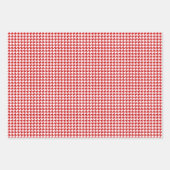クラシック レッド+ホワイト ハウンドトゥース柄 ラッピングペーパーシート (正面2)