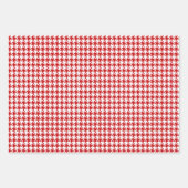 クラシック レッド+ホワイト ハウンドトゥース柄 ラッピングペーパーシート (正面)