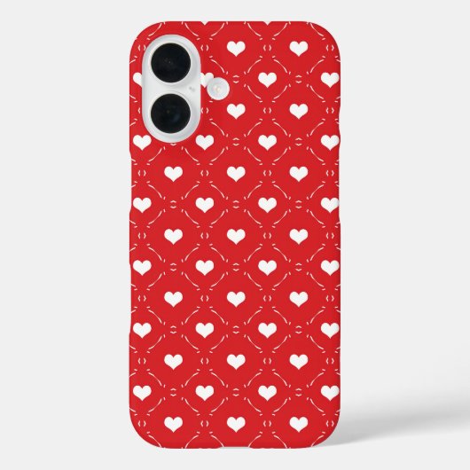 クラシック レッド ホワイト ハート 幾何学格子 Case-Mate iPhoneケース (裏面)