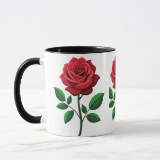 クラシック レッド ローズ ボタニカル ツートン コーヒーマグ マグカップ