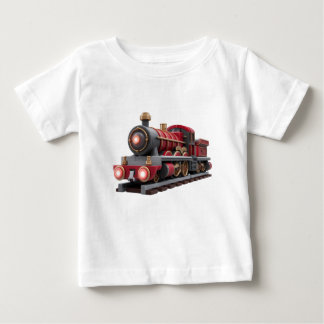 クラシック レッド 蒸気機関車 - 子供用冒険Tシャツ ベビーTシャツ