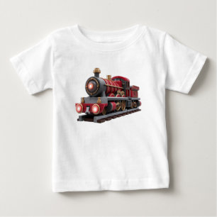 クラシック レッド 蒸気機関車 – 子供用冒険Tシャツ ベビーTシャツ