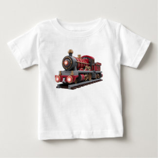 クラシック レッド 蒸気機関車 – 子供用冒険Tシャツ ベビーTシャツ