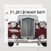 クラシック レトロ ビンテージ カー 引退または誕生日 招待状 (正面/裏面)
