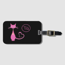 クラシック レトロ ピンク 猫 ハート しっぽ モノグラム