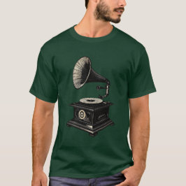 クラシック・レトロ・レコードプレーヤーデザイン Tシャツ