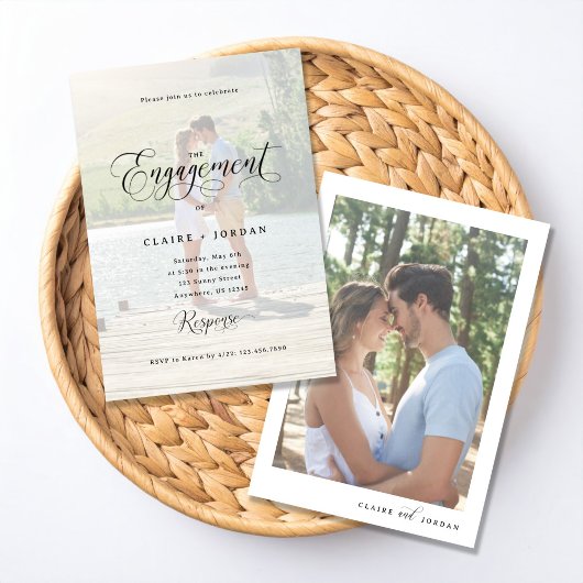 クラシック ロマンス 婚約パーティー 招待状