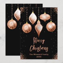 クラシック ローズゴールド オーナメント メリークリスマス シーズンカード