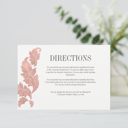 クラシック ローズゴールド クレスト 結婚式 案内カード 招待状 (スタンド正面)