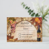 クラシック ワイナリーまたはヴィネヤードの出欠確認招待状 出欠カード (スタンド正面)