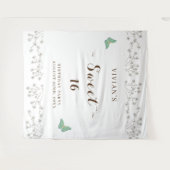 クラシック ワイルドフラワー & バタフライ スイート シックスティーン パーティ タペストリー (正面(横))