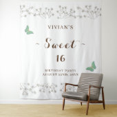 クラシック ワイルドフラワー & バタフライ スイート シックスティーン パーティ タペストリー (インサイチュ)