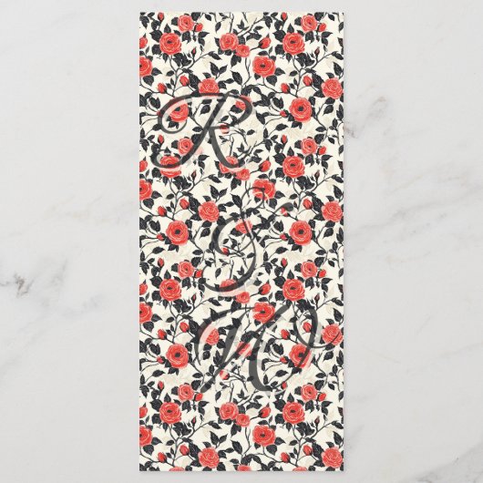 クラシック ワイルドフラワー ラスティック ローズ トロピカル ウェディング メニュー (裏面)