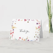 クラシック ワイルド カラフル フラワーフォールド ウェディング サンキューカード (正面)