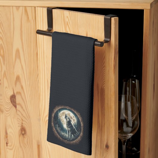 クラシック、ヴィンテージウルフ&ムーン キッチンタオル (三つ折り)