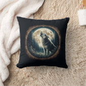 クラシック、ヴィンテージウルフ&ムーン クッション (ブランケット)