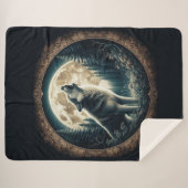 クラシック、ヴィンテージウルフ&ムーン シェルパブランケット (正面(横))