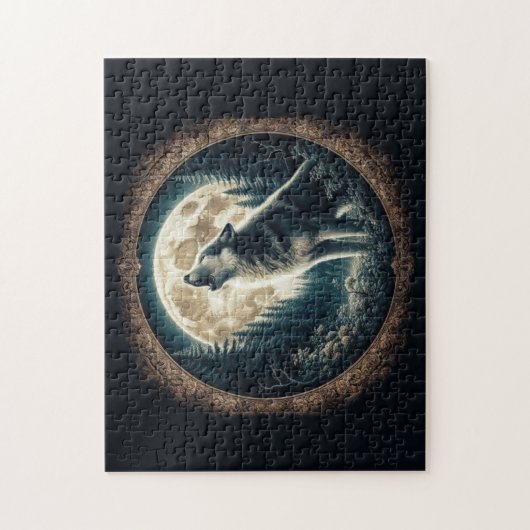 クラシック、ヴィンテージウルフ&ムーン ジグソーパズル (縦)