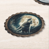 クラシック、ヴィンテージウルフ&ムーン ペーパーコースター (アングル)