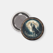 クラシック、ヴィンテージウルフ&ムーン マグネット (正面/裏面)