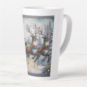 クラシック/ヴィンテージクリスマスサンタ&トナカイ カフェラテマグ (右アングル)