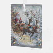 クラシック/ヴィンテージクリスマスサンタ&トナカイ ガラスオーナメント (正面左)