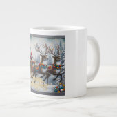 クラシック/ヴィンテージクリスマスサンタ&トナカイ ジャンボコーヒーマグカップ (正面右)