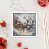 クラシック/ヴィンテージクリスマスサンタ&トナカイ スタンダードカクテルナプキン (インサイチュ)